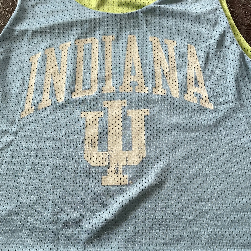 Indiana University Blue and green Mesh Tank Top reversible.